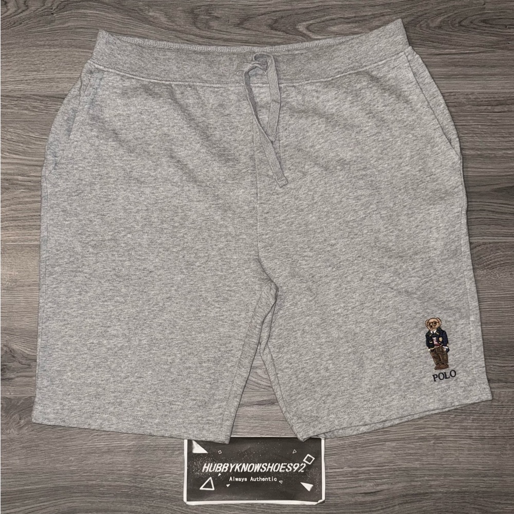 Polo Ralph Lauren Men’s Heather Grey Preppy Bear Fleece Cotton Shorts Size Large